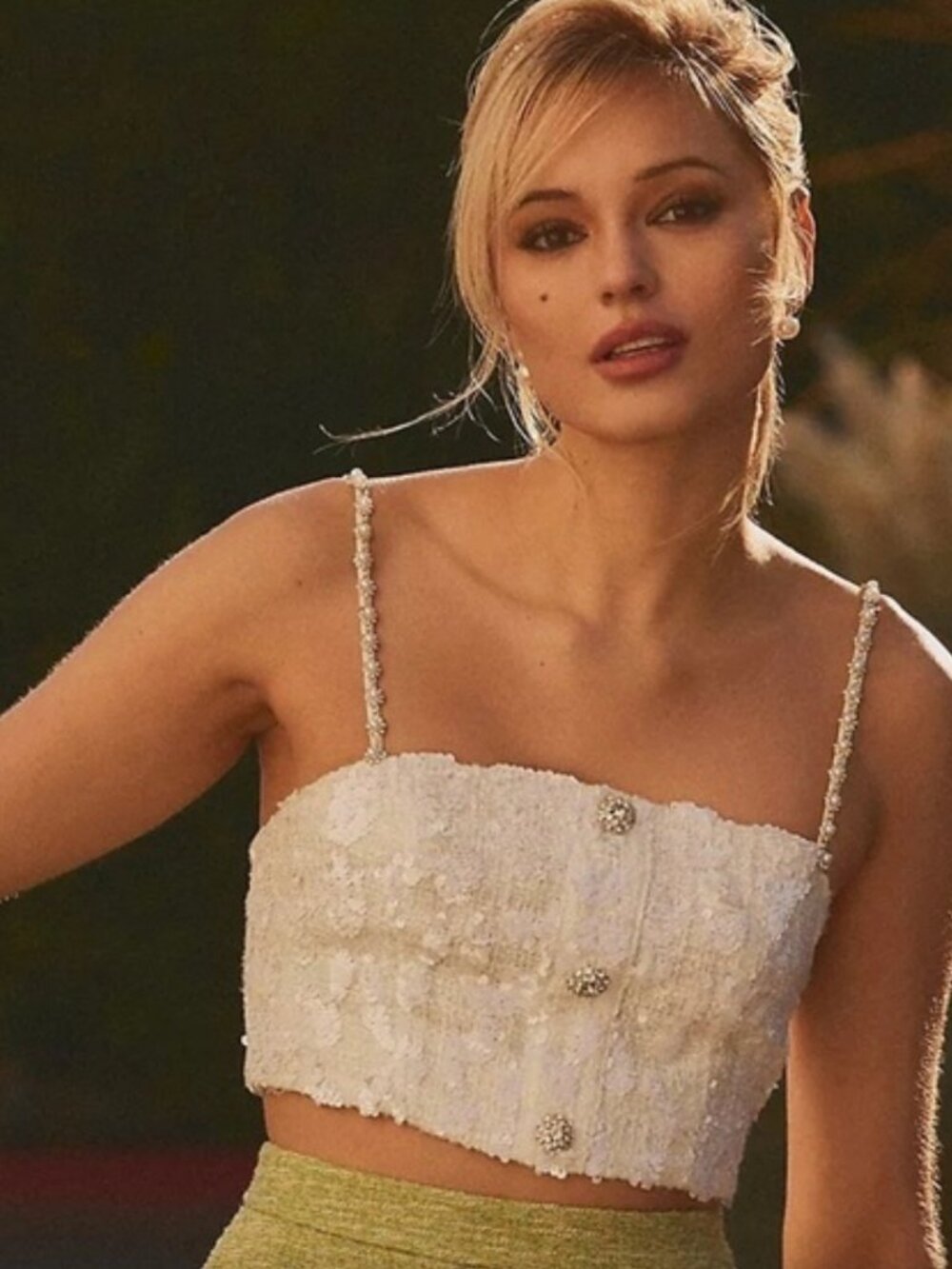 Anthropologie Elliatt Lorraine Button-Front Cropped Top